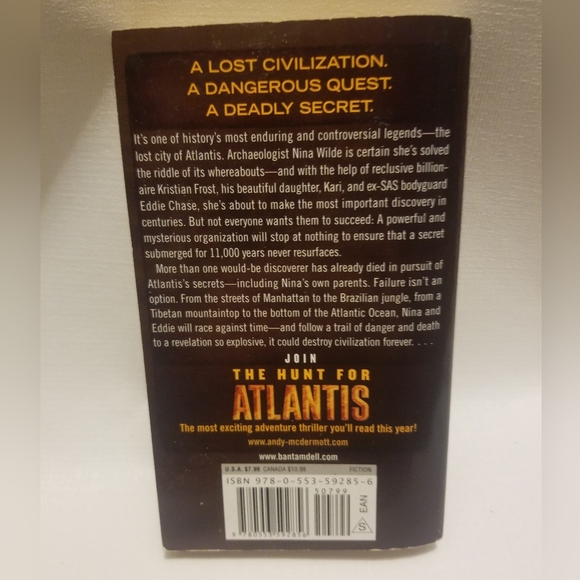 $5 if bundled, Adv/Thriller Andy McDermott Atlantis novel, stained - Picture 2 of 6